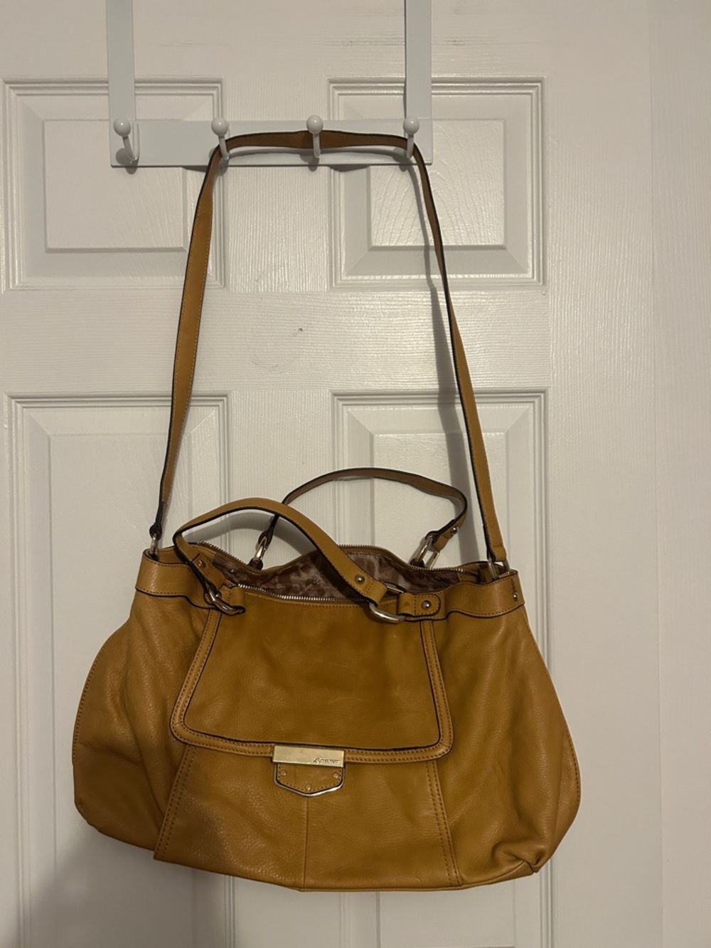 b. makowsky Mustard Leather Shoulder Bag